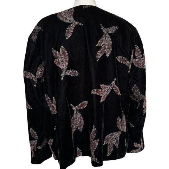 Vintage Black Velour Glitter Jacket Size 18W Maggie McNaughton Evening Party - Picture 5 of 6